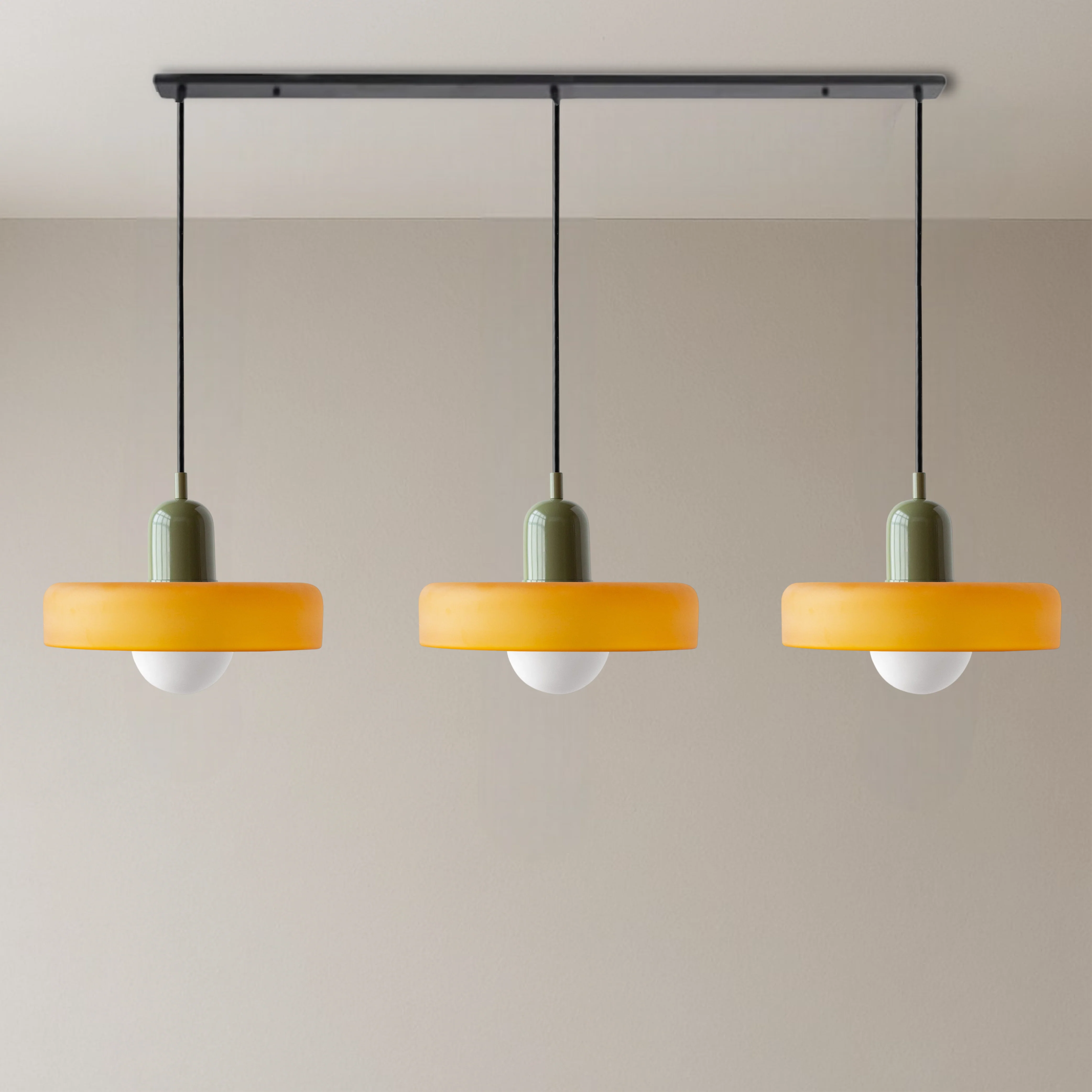 3-Head Bauhaus Colored Glass Pendant Light - Image 12