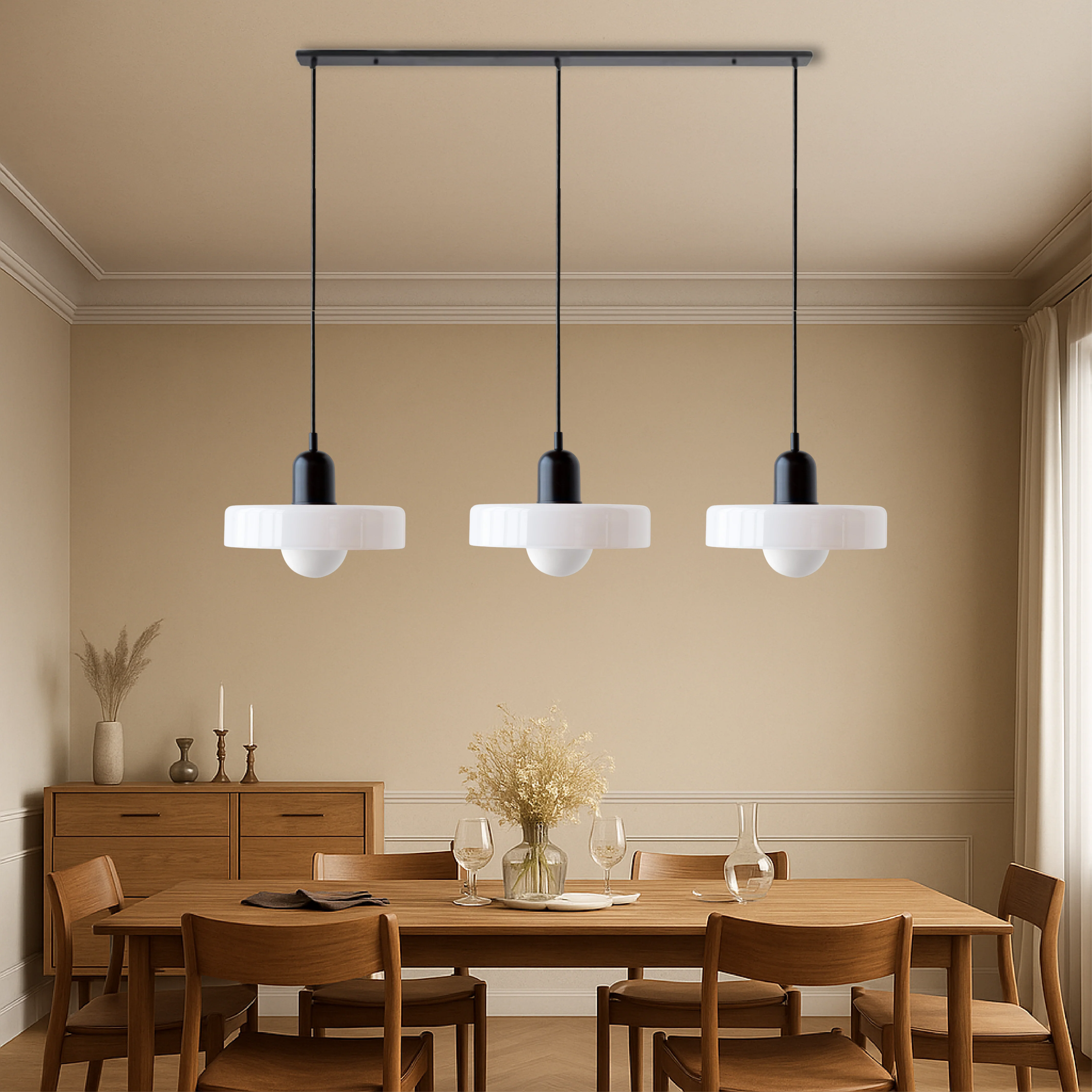 3-Head Bauhaus Colored Glass Pendant Light - Image 3