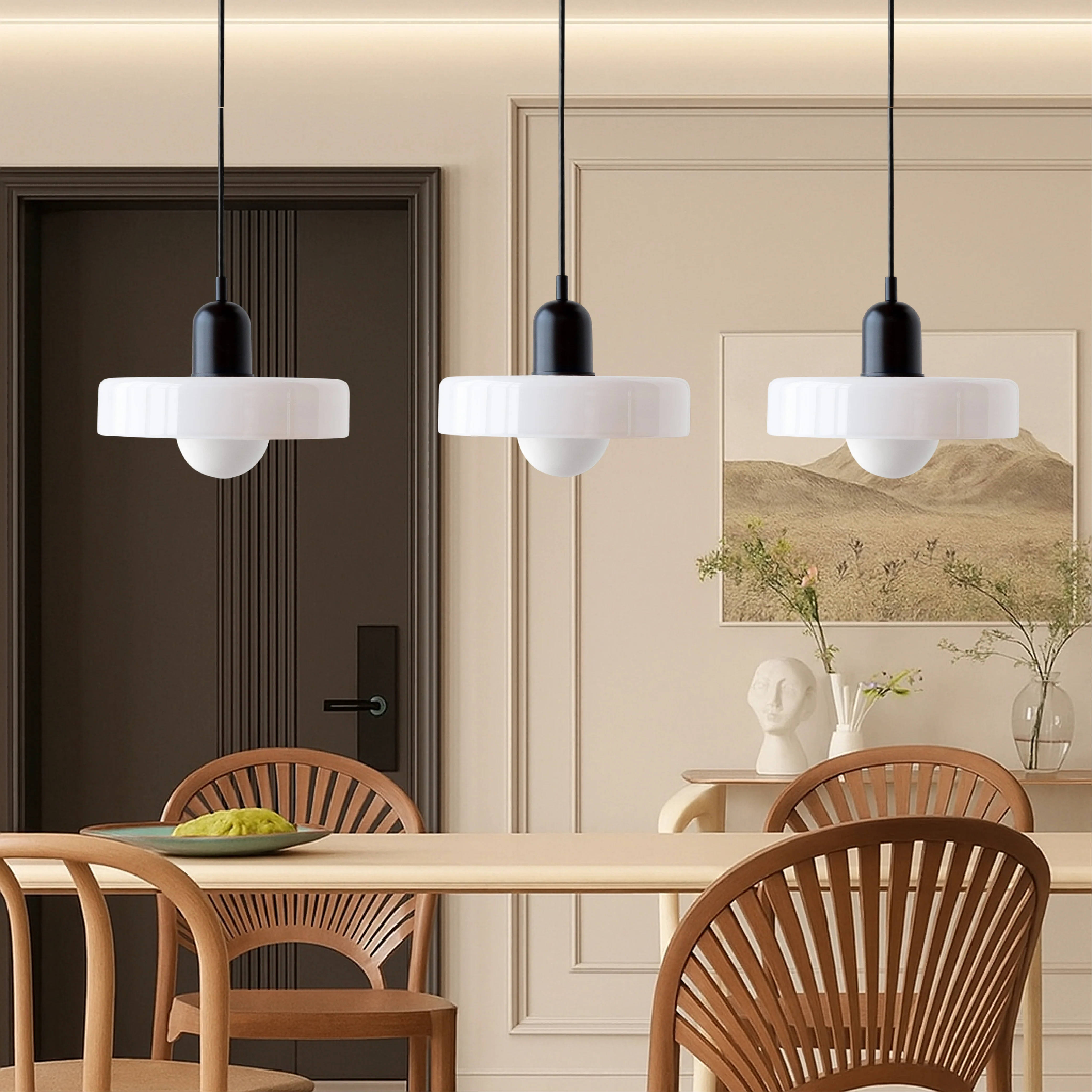 3-Head Bauhaus Colored Glass Pendant Light - Image 8